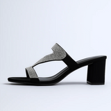 Glitter blok hak sandalen