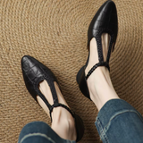 OrthoLuxe Braided T-Strap Flats