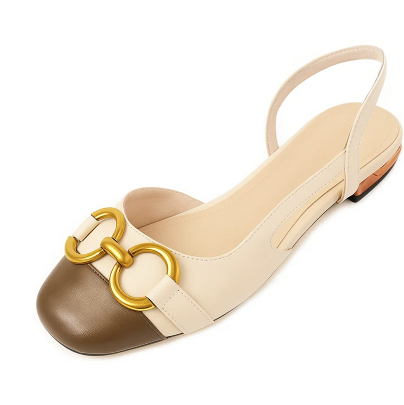 Novara | Twee kleurige slingback platte schoenen