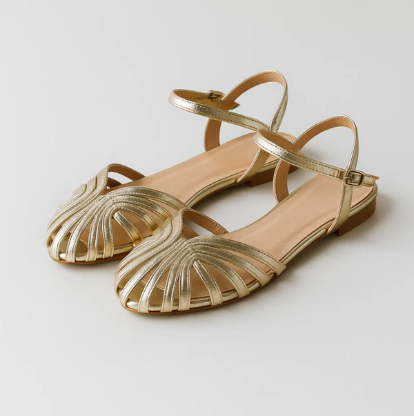 Vera Noir | Shine platte sandalen
