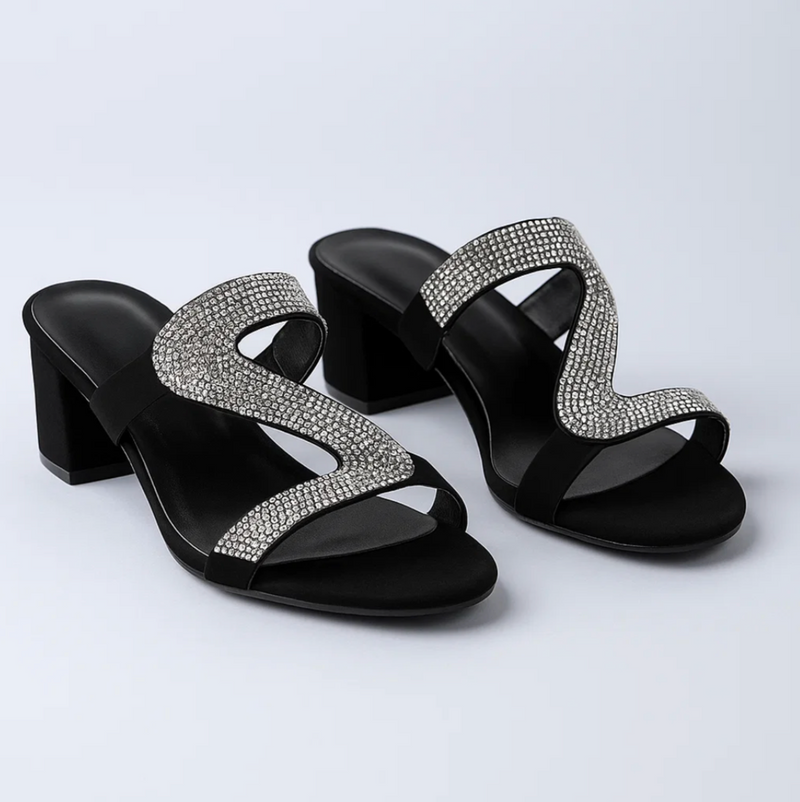 Glitter blok hak sandalen