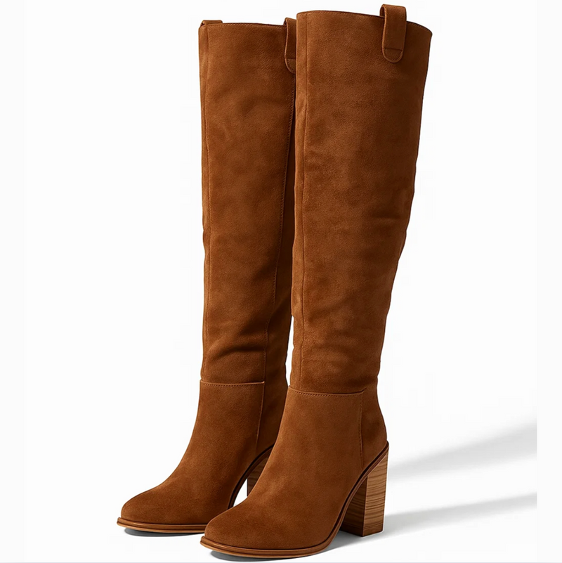 Suède blokhak laarzen