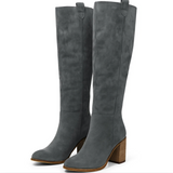 Suède blokhak laarzen